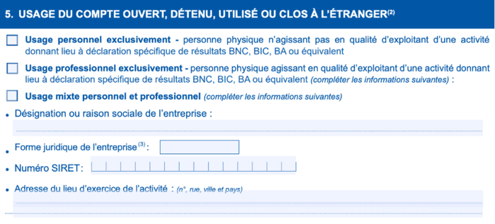 Déclaration compte à l'étranger