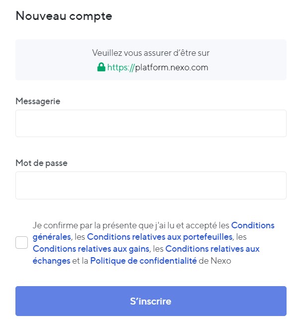 inscription nexo
