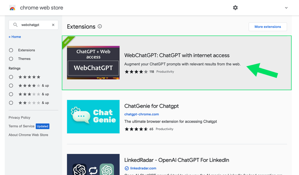 extension webchatgpt téléchargement