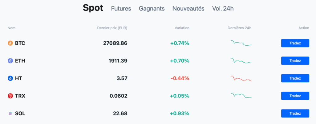 crypto token disponible huobi