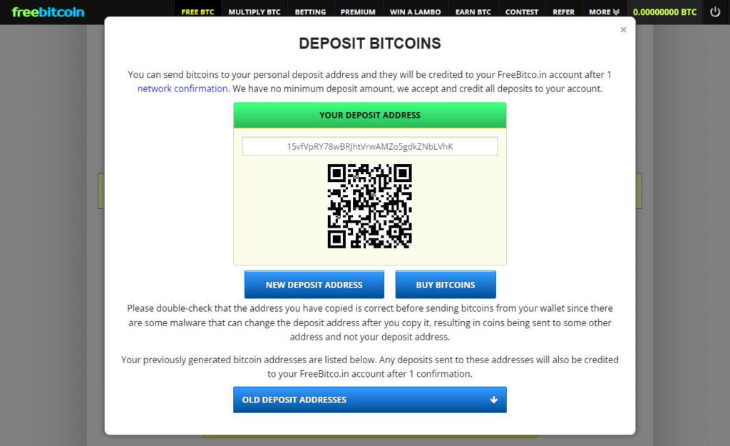 dépots freebitcoin