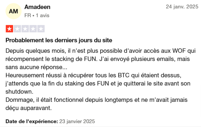 Retour expérience utilisateur Trustpilot