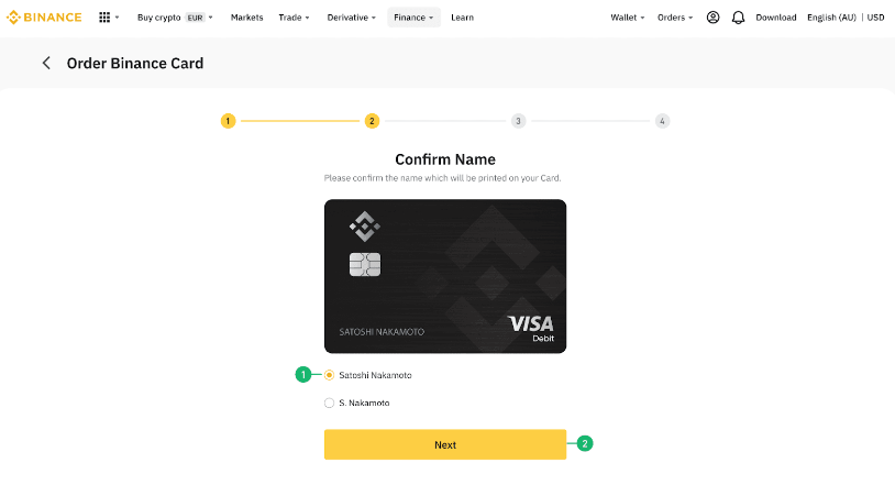 confirmation carte binance
