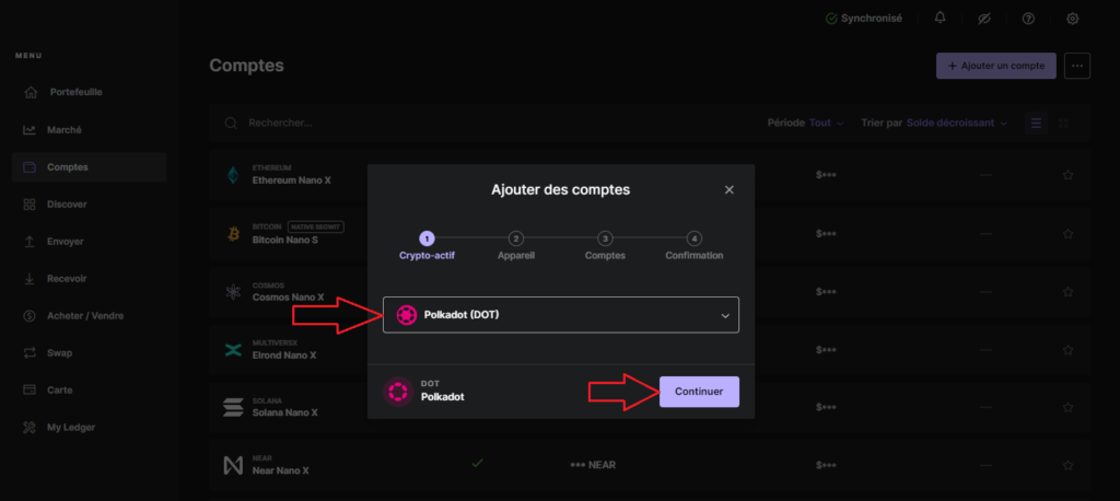 ajout crypto ledger live
