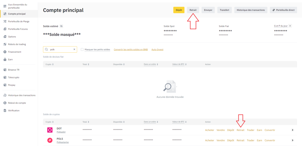 retrait binance