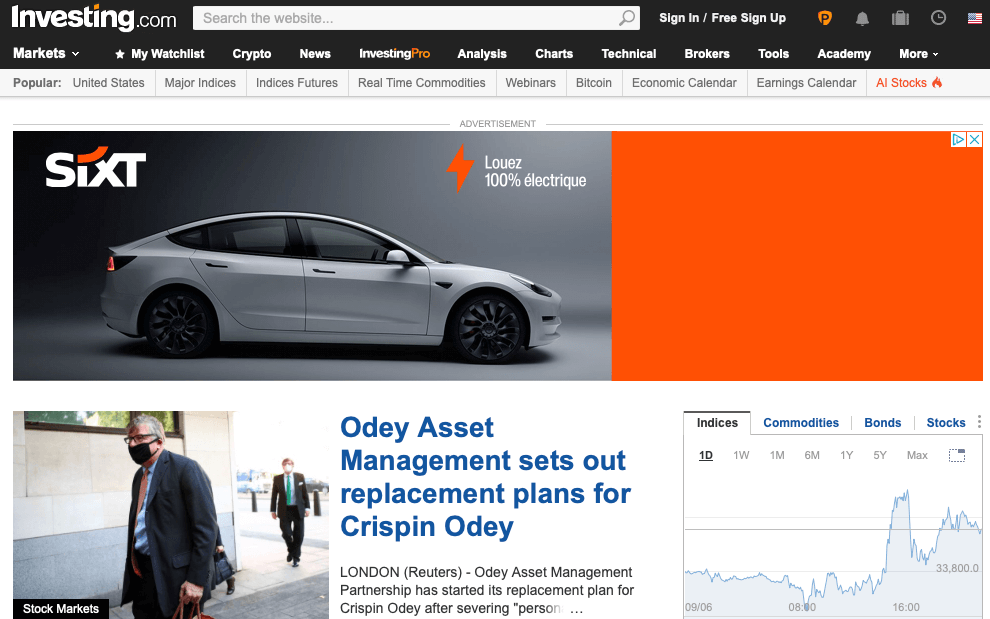 Guide plateforme investing.com