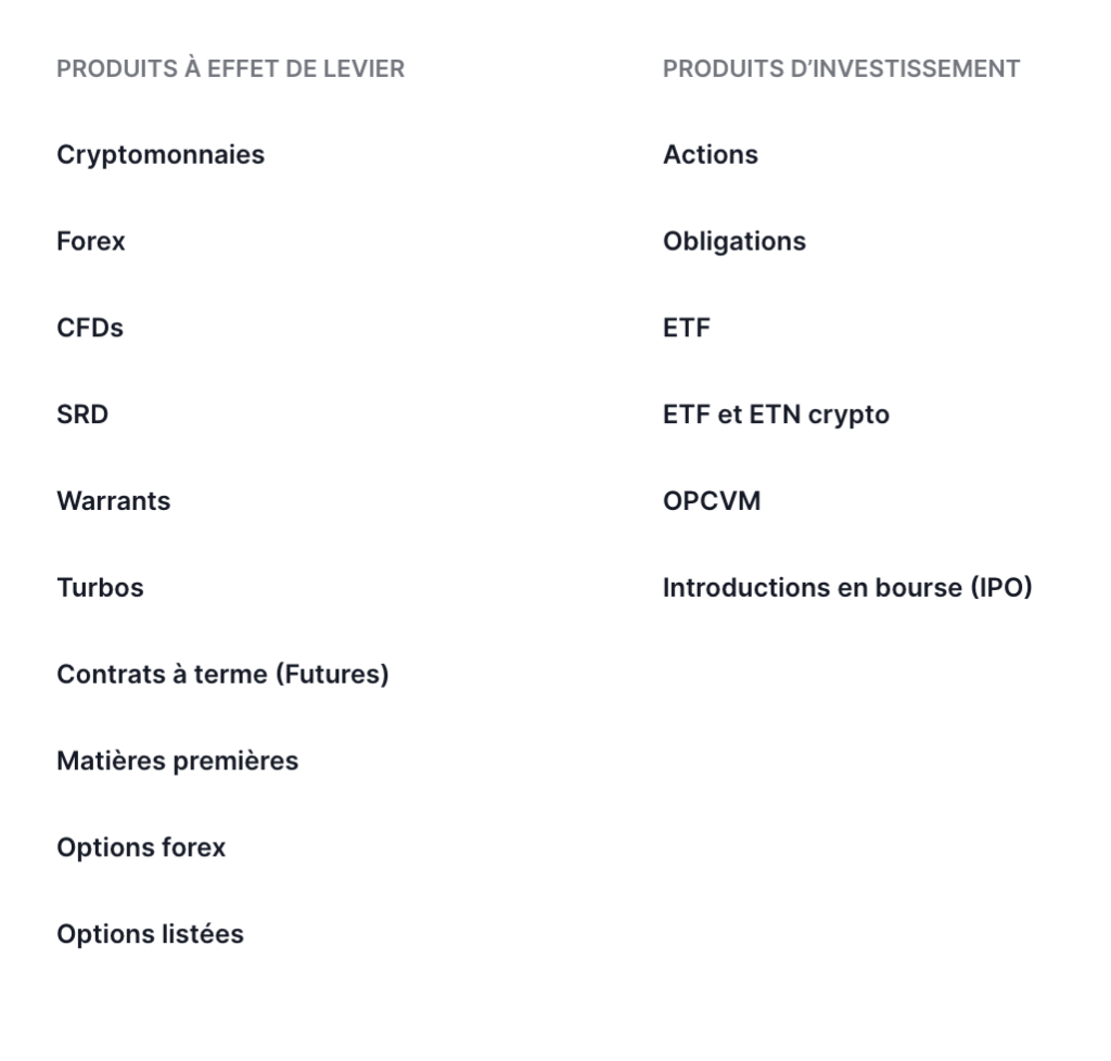 produits et service saxotradergo
