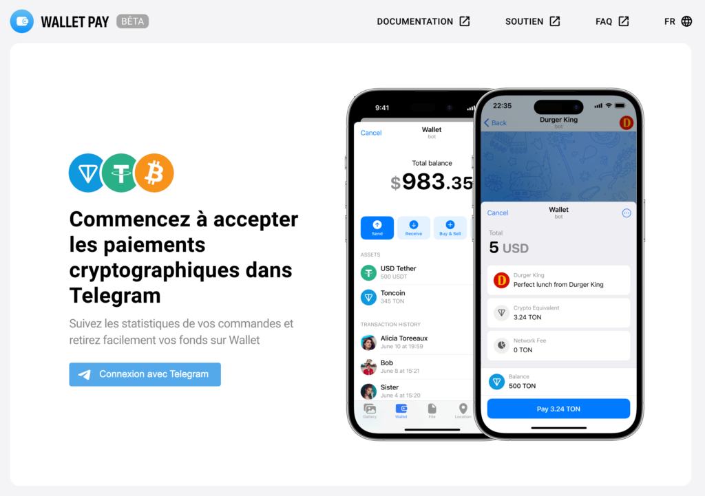 paiement cryptomonnaies telegram bitcoin usdt ton