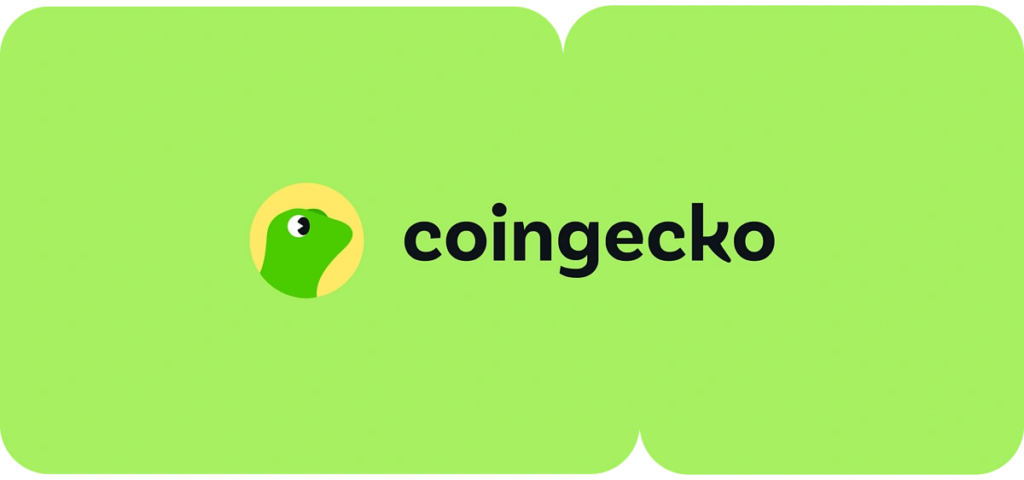 Une bannière verte avec le logo de CoinGecko