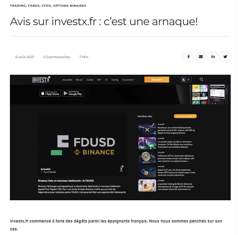 article warning trading investx