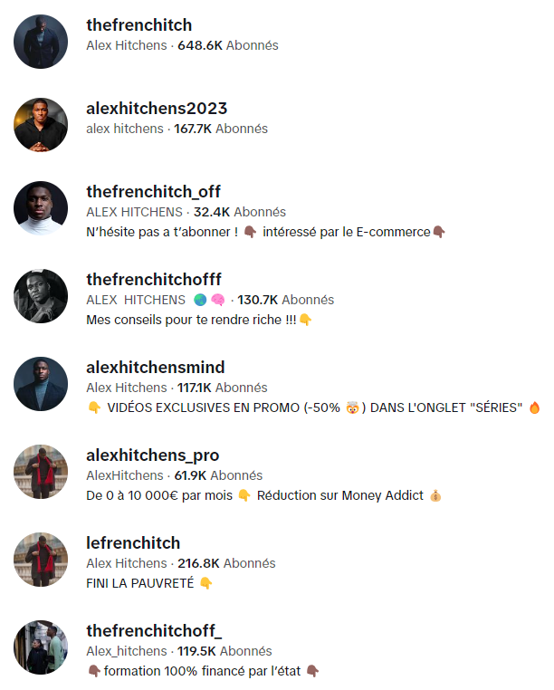 compte secondaire alex hitchens