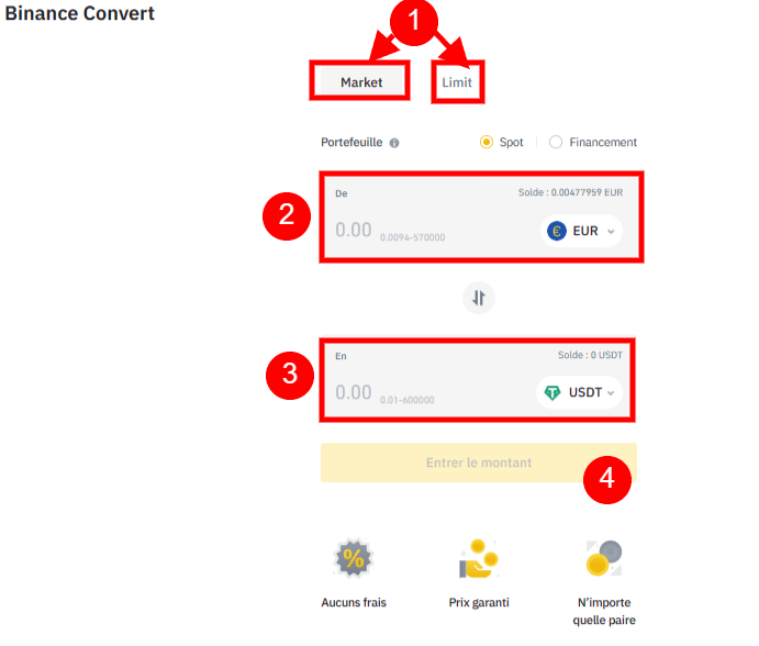 binance convertir euro usdt