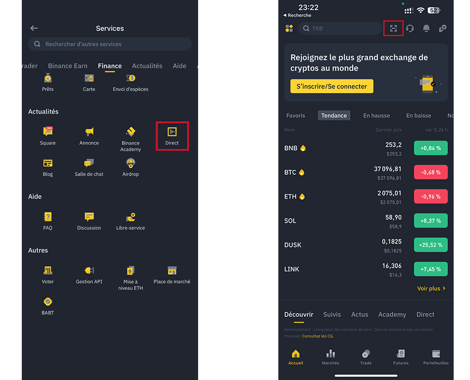 Binance live tutoriel guide