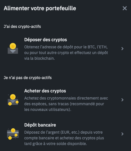 dépot binance