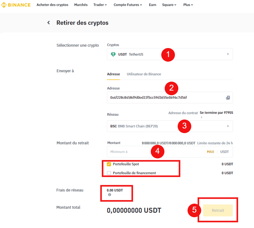 retirer usdt binance