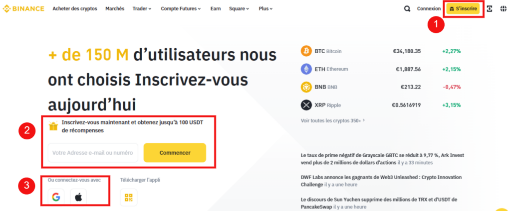 comment s'inscrire sur binance