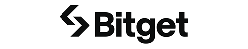 Bitget écrit en noir avec son logo sur fond blanc