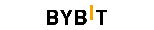 Bybit logo en noir et orange sur fond blanc