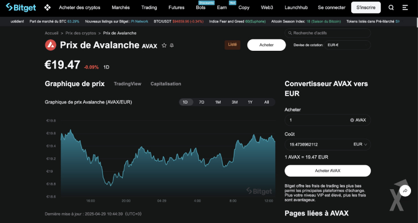 Acheter AVAX sur Bitget