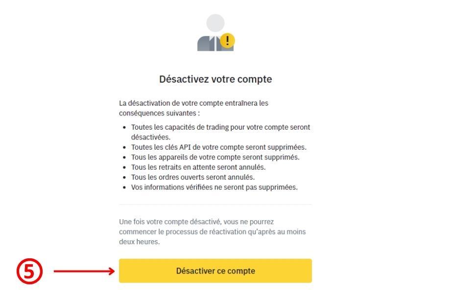 désactiver compte binance