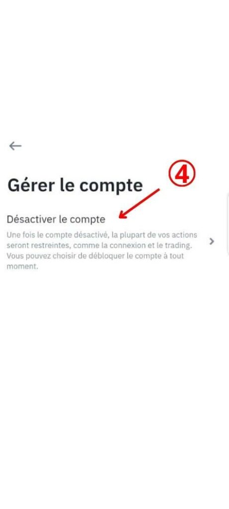 désactiver compte binance