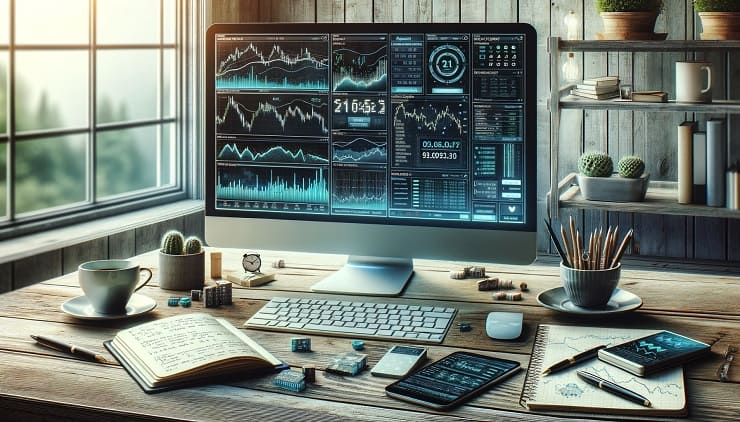 Logiciel de trading automatique sur écran avec graphiques financiers