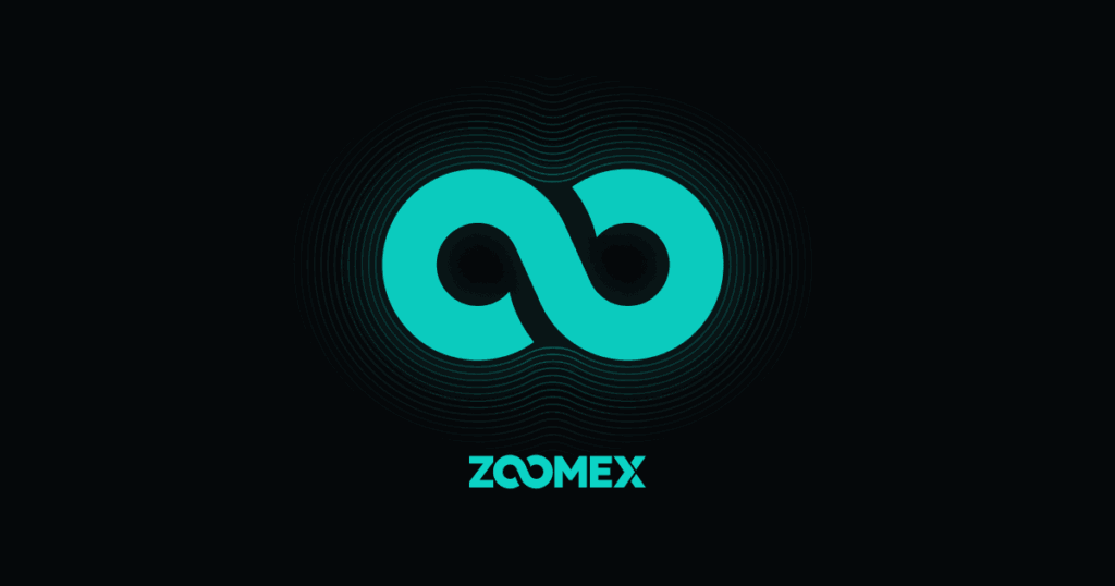 Logo Zoomex bleu sur fond noir 