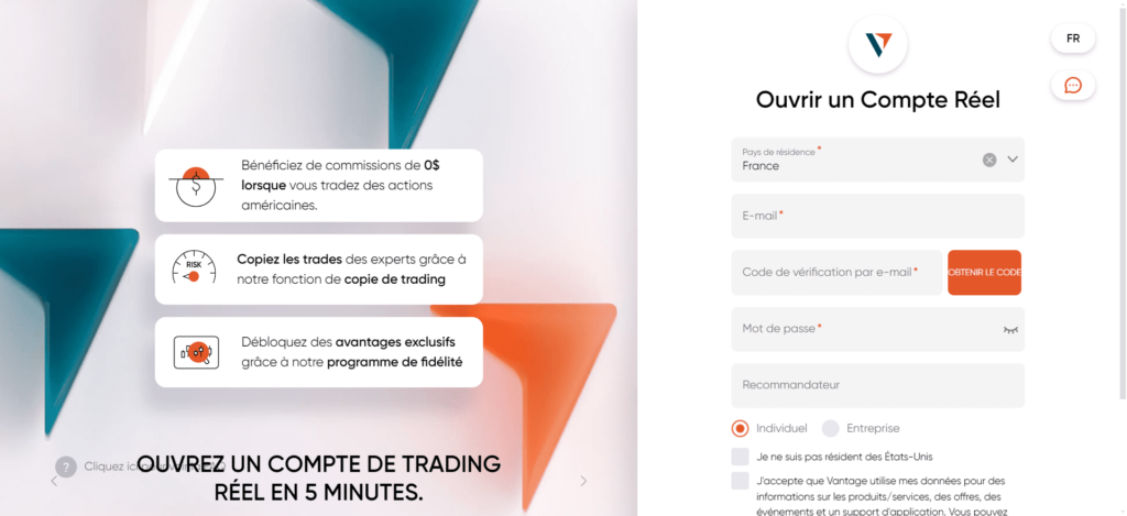 Comment ouvrir compte de trading réel Vantage FX
