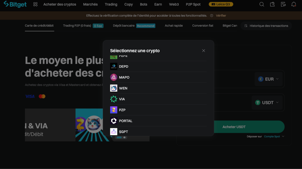 acheter bitcoin sur bitget tutoriel etape par etape