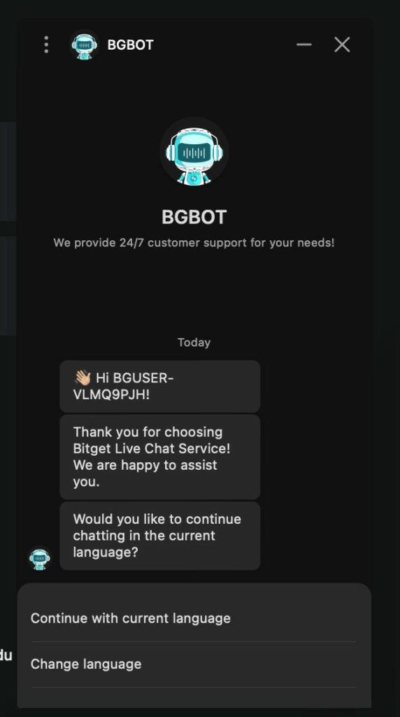 chat en ligne bitget aide