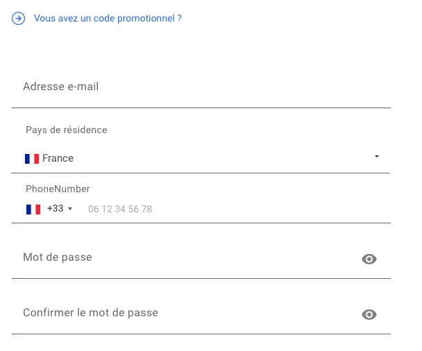 Étape d'inscription