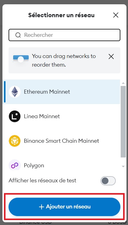Connecter Base à Metamask