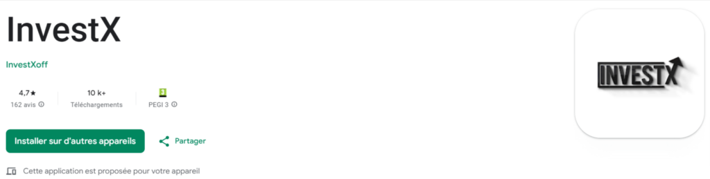 InvestX Trading Google Play Avis