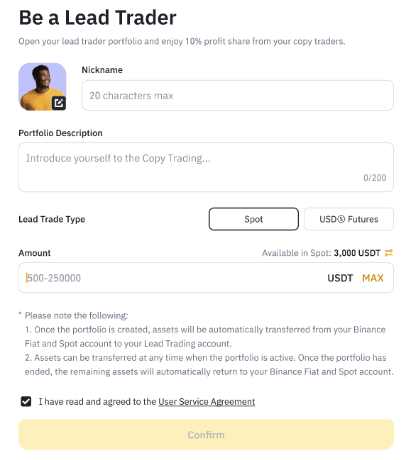 Étape 3 pour le copy-trading sur Binance