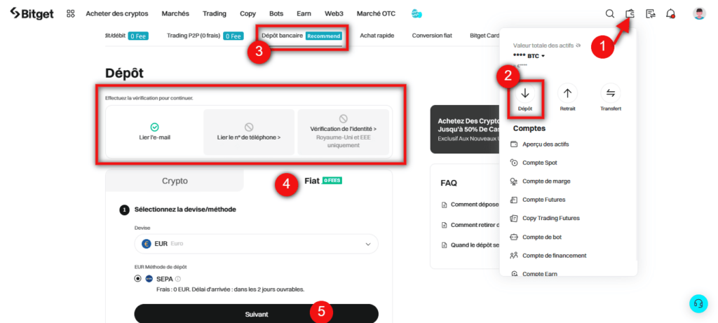 déposer sur bitget tutoriel