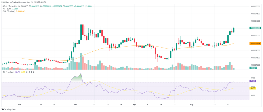 Analyse prix BONK meilleures cryptomonnaies 2024