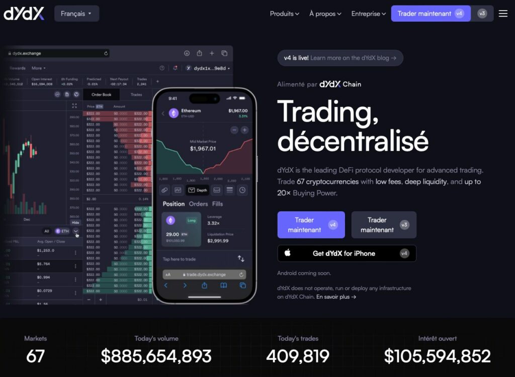 dydX acheter de la crypto sans KYC