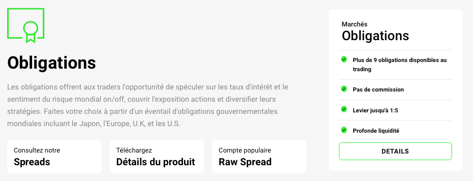 Les obligations sur IC Markets