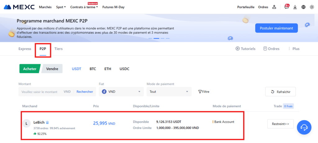 trading P2P MEXC tutoriel
