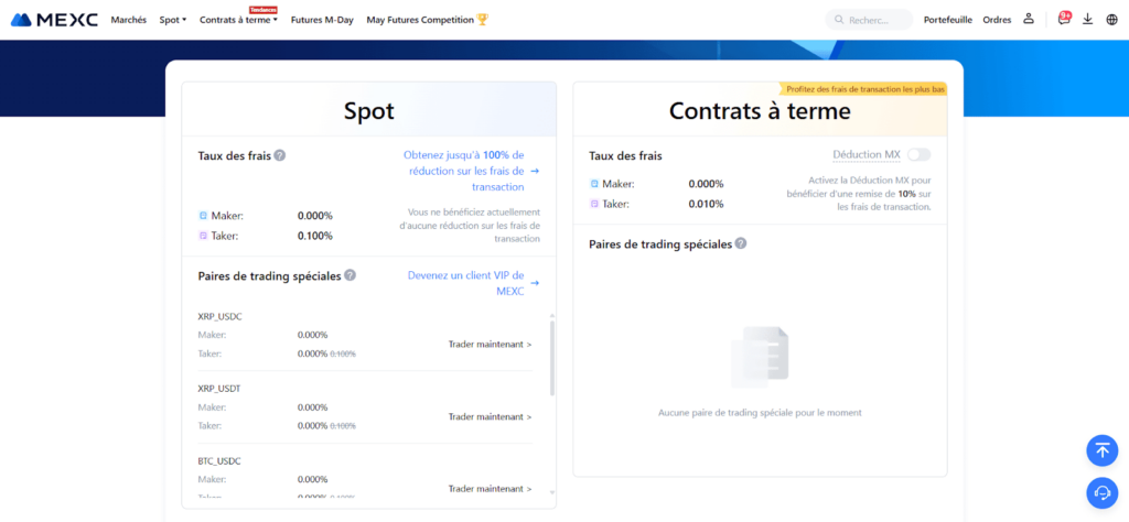 frais trading mexc guide