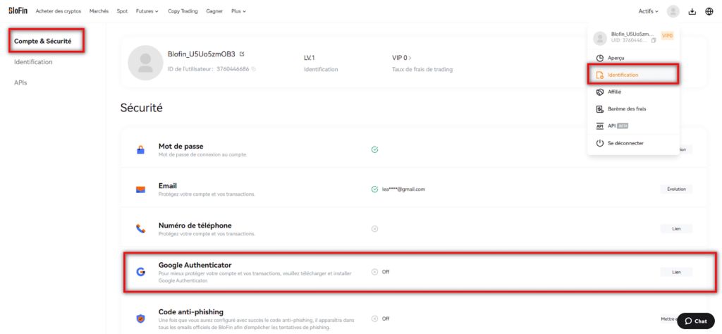 Comment sécuriser son compte BloFin