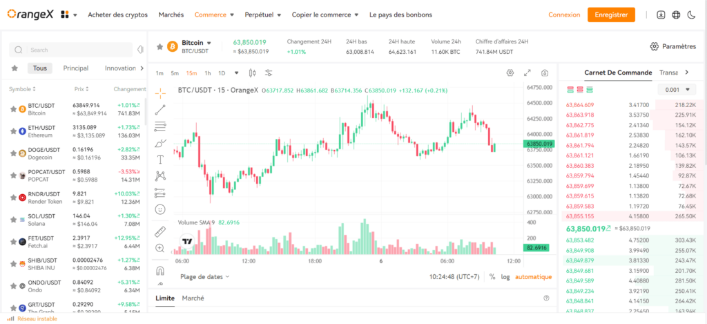 Trading sur OrangeX