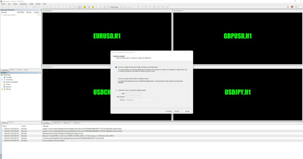 Ouvrir un compte de démo Metatrader 4 etape 1