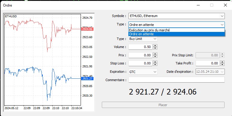 Ouvrir un trade sur MT4