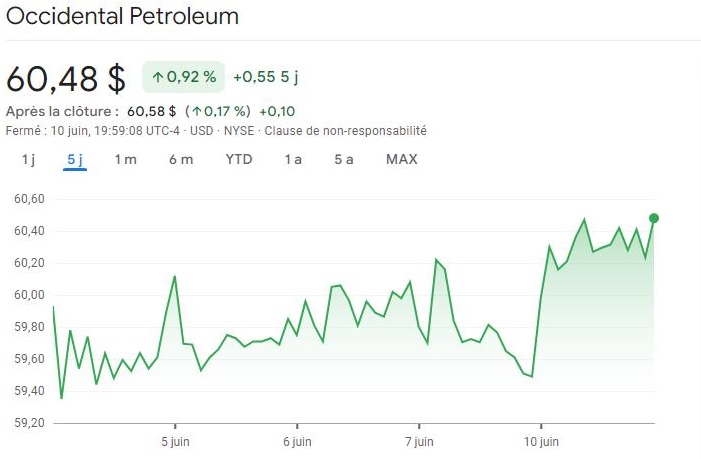 Graphique de l'action d'une entreprise de pétrole