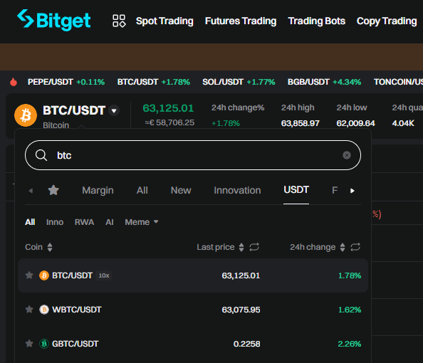 Tutoriel pour ouvrir un ordre limit sur le BTC/USDT