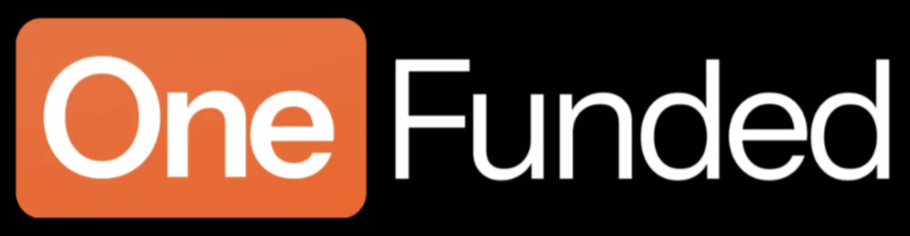 OneFunded écrit en blanc avec un fond orange sous le "One" et noir sous le reste de l'image