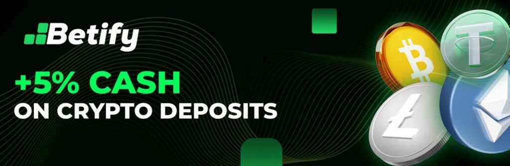 Betify Casino - 5% offerts sur votre dépôt en crypto