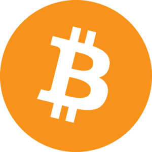 Un token Bitcoin en orange et blanc