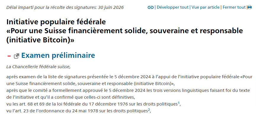 Initiative bitcoin en Suisse
